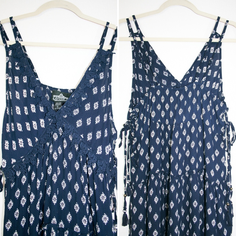 Boho Lace-Up Sides Double Strap Swing Dress NWT - Picture 5 of 8